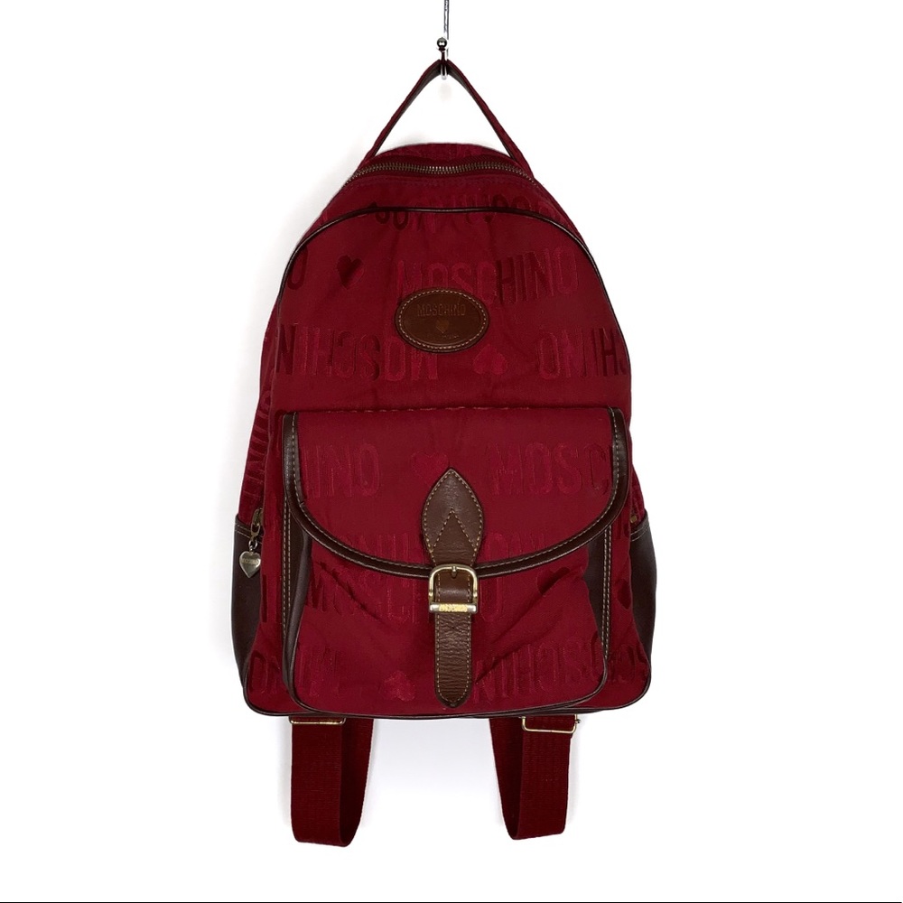 90’s Red Moschino Print Backpack